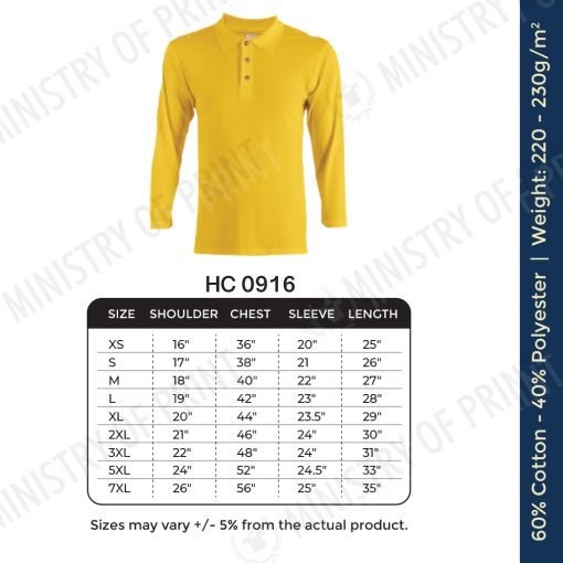Basic Honeycomb Long-Sleeves Polo T-Shirts (HC09)