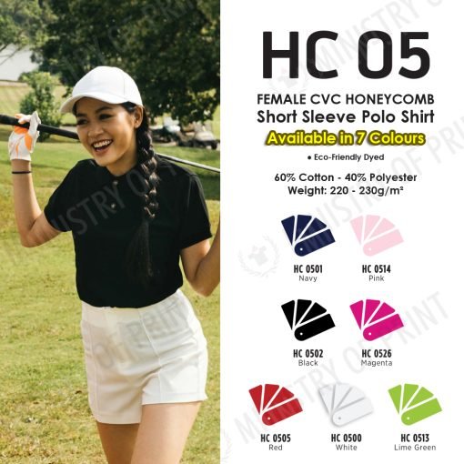 Honeycomb Ladies Cotton Polo T-Shirts (HC05)