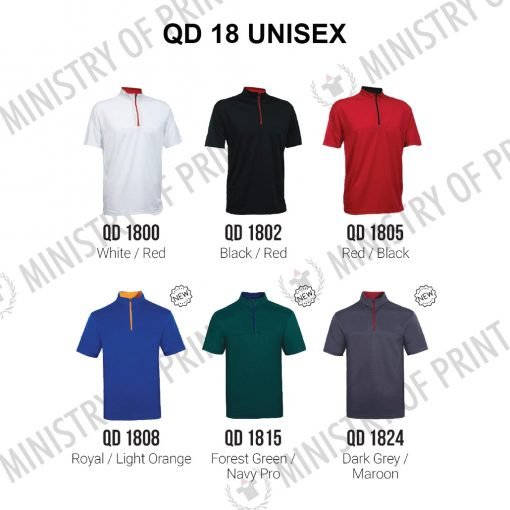 2-Tone Mandarin Collar Polo T-Shirts (QD18/QD21)