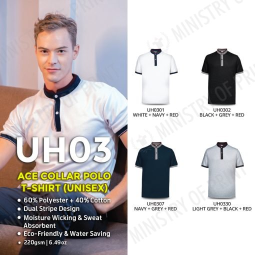 Ace Anti-Odor Mandarin Collar Polo T-Shirt (UH03)