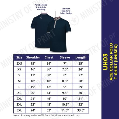 Ace Anti-Odor Mandarin Collar Polo T-Shirt (UH03)
