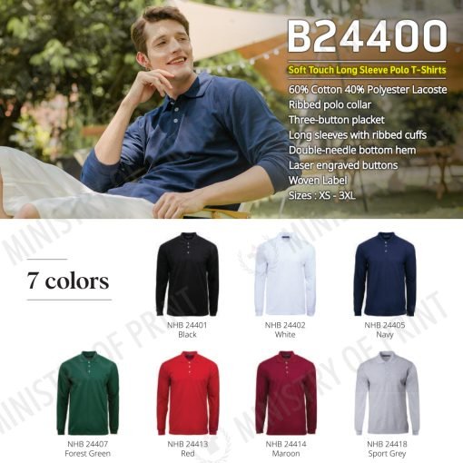 Soft Touch Long Sleeve Polo T-Shirts (B24400)