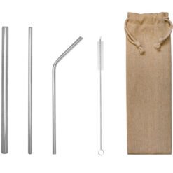 Metal Straws Set w Jute Pouch (LS0103)