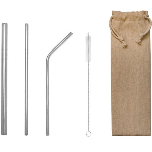 Metal Straws Set w Jute Pouch (LS0103)