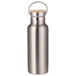 Stainless Steel Thermal Flask with Bamboo Lid Silver 500ml (DW0085)