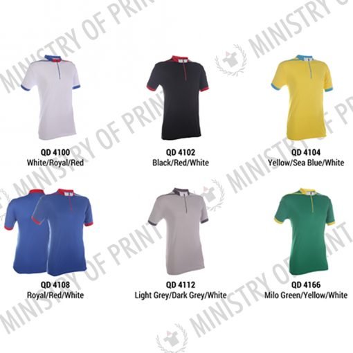 Multi-Tone Mandarin Collar Polo T-Shirts (QD41)