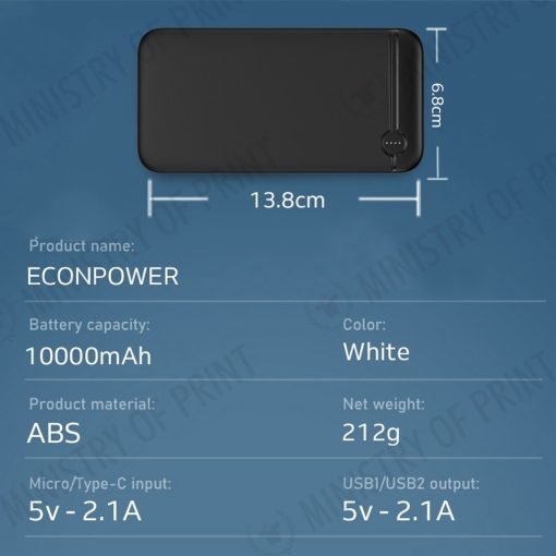 Econpower - 10000mah - Powerbank - 2.1a Fast Charge (GE0084)