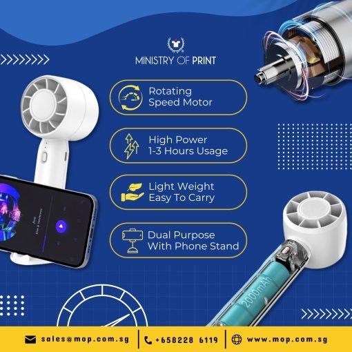 Handheld Turbo Fan With Handphone Stand - Long Lasting Battery (GE0074)