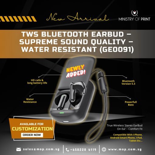 Tws Bluetooth Earbud - Supreme Sound Quality - Water Resistant (GE0091)