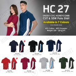 Unisex CVC HoneyComb Cut & Sew Polo Shirt (HC27)