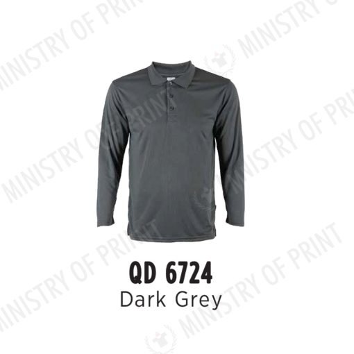 Unisex Microfibre Eyelet Long Sleeve Polo  Shirt (QD67)