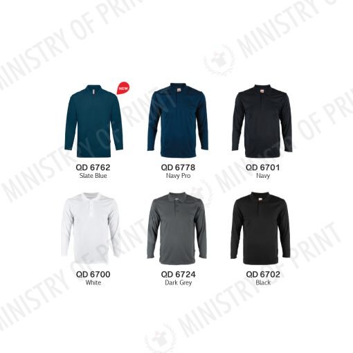 Unisex Microfibre Eyelet Long Sleeve Polo  Shirt (QD67)