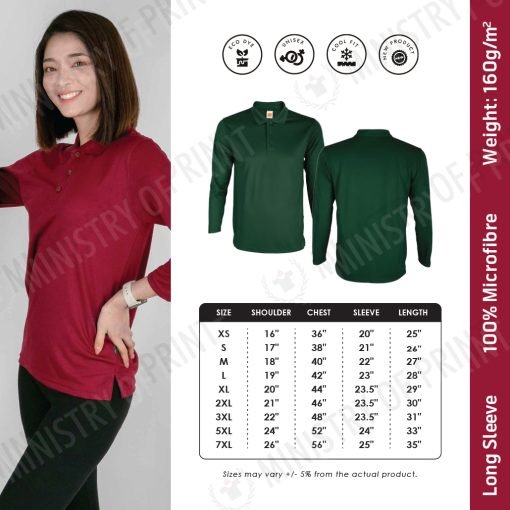 Unisex Microfibre Eyelet Long Sleeve Polo  Shirt (QD67)