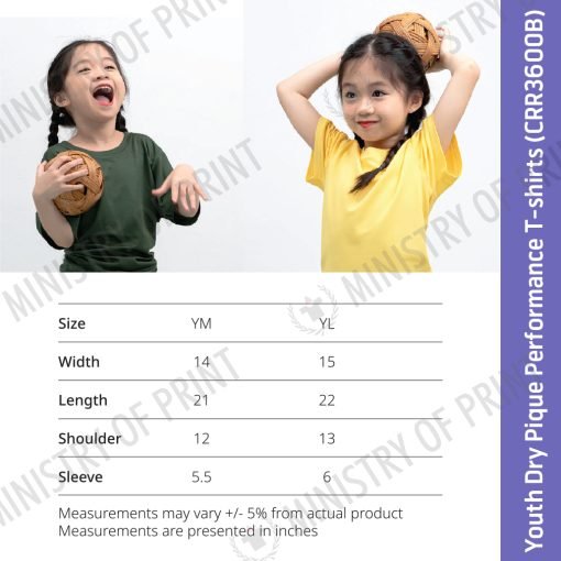 Youth Dry Pique Performance T-shirts (CRR3600B)