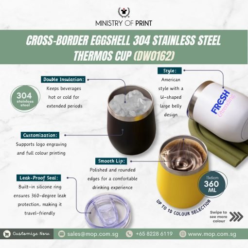 Cross-Border Eggshell 304 Stainless Steel Thermos Cup (DW0162)