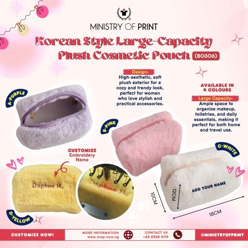 Korean Style Large-Capacity Plush Cosmetic Pouch (B0306)