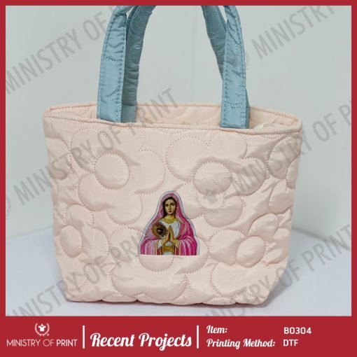 Soft Quilted Floral Fluffy Hand Carry Tote Bag (B0304)