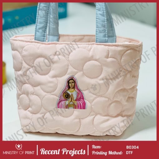 Soft Quilted Floral Fluffy Hand Carry Tote Bag (B0304)