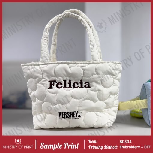 Soft Quilted Floral Fluffy Hand Carry Tote Bag (B0304)