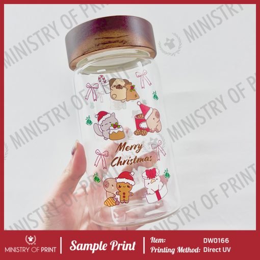 Portable Glass Water Bottle with Wooden Lid (DW0166)