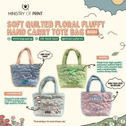 Soft Quilted Floral Fluffy Hand Carry Tote Bag (B0304)