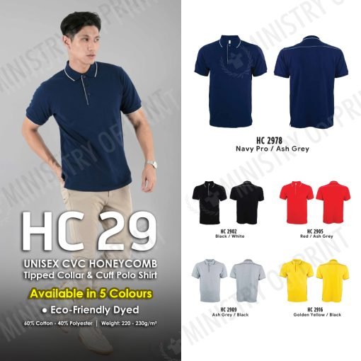 Unisex Multi-Tone CVC Honeycomb Polo (HC29)