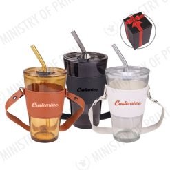 450ml Glass Mug with Strap & Straw (DW0204)
