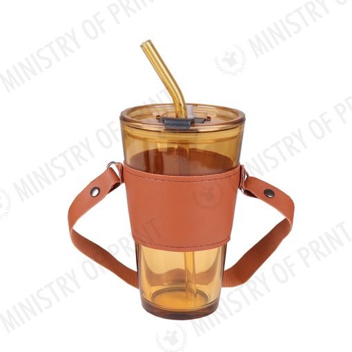 450ml Glass Mug with Strap & Straw (DW0204)