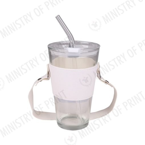 450ml Glass Mug with Strap & Straw (DW0204)