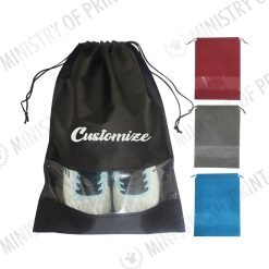Non-Woven Drawstring Shoe Bag with PVC Window (B0324)