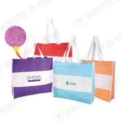 Patterned Non-Woven Tote Bag with Front Pocket (B0326)