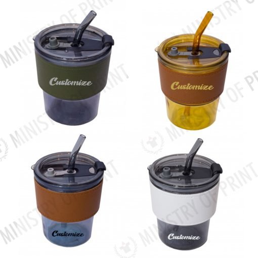 Trendy Glass Tumbler with Straw (DW0174)