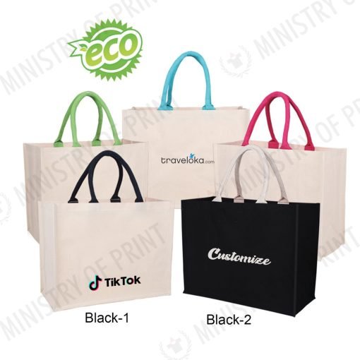 Two-Tone Laminated Canvas Tote Bag (B0331)