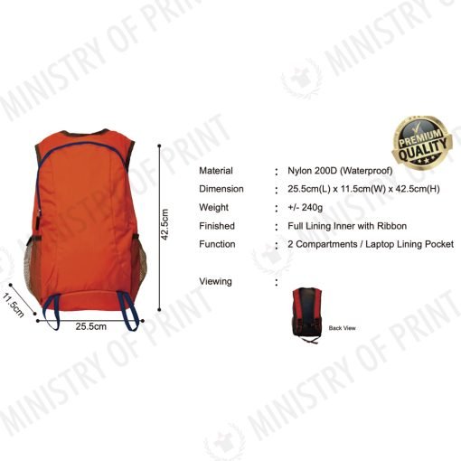 Waterproof Nylon Laptop Backpack (B0282)