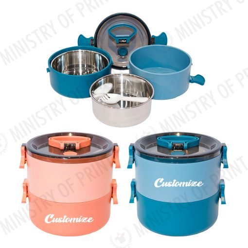 2-Tier Stainless Steel Lunch Box with Safety Lock (LS0137)