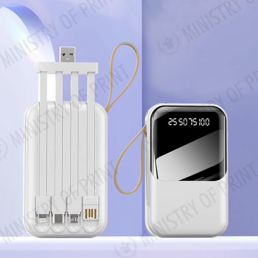 VITALPOWER - Compact 10000mAh Powerbank with Detachable Cables & Built-in Lanyard (GE0135)