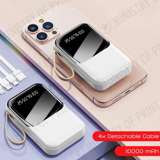 VITALPOWER - Compact 10000mAh Powerbank with Detachable Cables & Built-in Lanyard (GE0135)