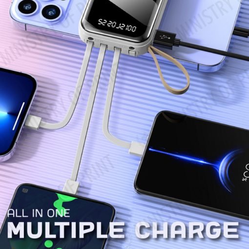 VITALPOWER - Compact 10000mAh Powerbank with Detachable Cables & Built-in Lanyard (GE0135)