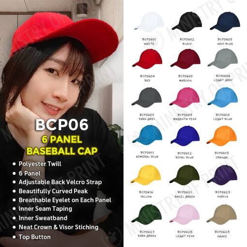 6 Panel Baseball Cap (BCP06)