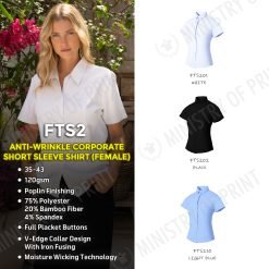 Anti-Wrinkle Corporate Female Short Sleeve Shirt (FTS2)