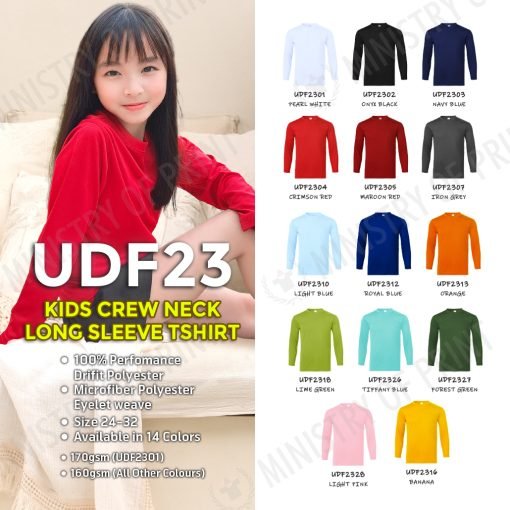 Kids Crew Neck Long Sleeve T-shirt (UDF23)