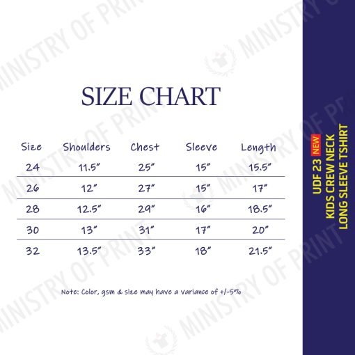 Kids Crew Neck Long Sleeve T-shirt (UDF23)