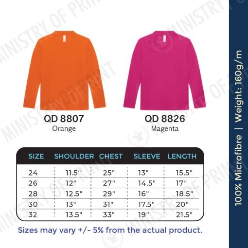 Kids Microfibre eyelet long sleeve (QD88)