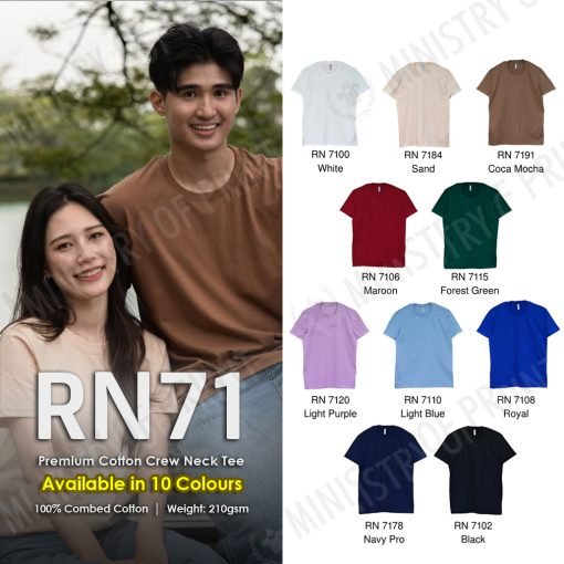 Premium Cotton Crew Neck Tee (RN71)