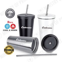 Stainless Steel Thermo Mug With Straw (DW0303)