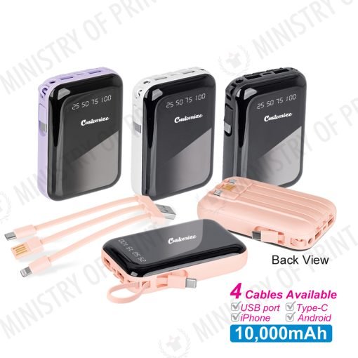 10,000mAh Power Bank with Built-in 4 Cables (GE0165)