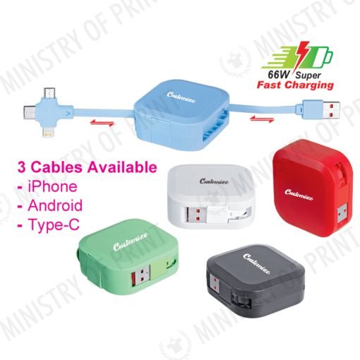 66W 3-in-1 Fast Charging Retractable Cable with Phone Holder (GE0170)