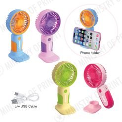 Colourful Portable USB Rechargeable Handheld Fan with Phone Holder (LS0061)