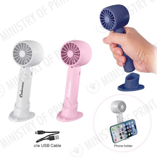 Portable USB Rechargeable Handheld Fan with Phone Holder (LS0059)