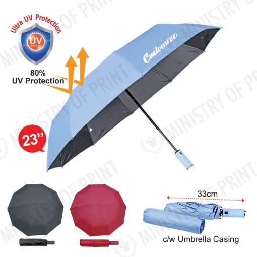 23” Fully Automatic Foldable Umbrella with Torchlight (LS0064)